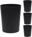 JiatuA Small Trash Can Round Wastebasket Plastic Garbage Container Bin for Bathroom, Kitchen, Bedroom, Home Office, College Dorm, Black 4 Pack