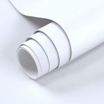 White Contact Paper, 15.7x197inch Solid White Peel and Stick Wallpaper PVC Self-Adhesive Removable Waterproof Oil-proof Matte White Vinyl Film for Walls Kitchen Backsplash Furniture