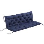 Outsunny Tufted Bench Cushions for Outdoor Furniture, 3-Seater Replacement for Swing Chair, Patio Sofa/Couch, Overstuffed, Includes Backrest, Dark Blue