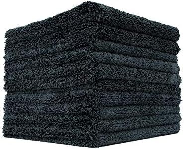 The Rag Company - Creature Edgeless Auto Detailing Towels (10-Pack) Professional 70/30 Blend, Dual-Pile Plush Microfiber, Buffing & Polishing, 420gsm, 16in x 16in, Black