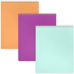 PAPERAGE Top Bound Spiral Notebook, 3 Pack, Lined Notepad, (Raspberry/Marigold/Mint), 70 Sheets (140 Pages) Per Notebook, Wide/Legal Ruled, 8.5 inches x 11 inches