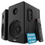 MAJORITY D40 | Active Bluetooth Bookshelf Speakers | Amplified HiFi Speakers with 60W 2.0 Channel 4" Drivers | Powered Studio Speakers with Optical, RCA, USB & AUX Input | Remote Control Included