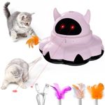 BFU Hxin Cat Toys Interactive Feather Automatic Laser Puzzle Kitten Toy for Indoor,Rechargeable,Pink