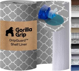 GORILLA GRIP DripGuard Shelf Liner, Non-Adhesive Drawer and Kitchen Cabinet Protector, 24x240 In, Strong Grip Slip Resistant Underside, Smooth Surface Liners for Cabinets, Bathroom Closets, White Gray