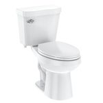 Homfan Two-Piece Elongated 1.28 GPF Siphonic Flush Toilet with Soft Close Seat, Universal Height ADA Cotton White (Toilet Seat Included)