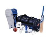 CW Lefty Academy Cricket Kit Kashmir Willow Kit Full Kit Cricket Equipment for Boys - Kids Cricket Kit Set Wheel Cricket Bag Kit Leather Ball Bat Size 3 for 5-7 Year Old Children