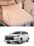 MATIES Waterproof Premium Finish & Plush Look Beige Inflatable Car Bed with Two Air Pillows, Car Air Pump and Repair Kit for innova Crysta