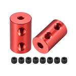 sourcing map 3mm to 4mm Bore Rigid Coupling Set Screw L20XD12 Aluminum Alloy,Shaft Coupler Connector for RC Airplane Boat, Motor Accessories,Red,2pcs