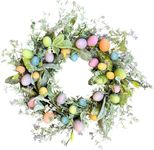 Easter Wreath Artificial Easter Egg Wreath for Front Door, Spring Easte Wreath for Wall Indoor Outdoor Holiday and Home Decorations