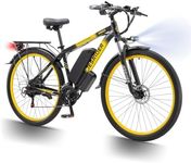 K820 250W Road Legal Electric Bike​ 40 Miles Range, Shimano 21 Speeds e bikes,Electric Bicycle Front Suspension,Removable Waterproof Battery Commuter Ebike for UK Hills/City Riding (Yellow)