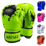 Kids Boxing Glove 6oz 8oz, Youth, Boys and Girls Training Sparring Gloves for Punching Bag, Kickboxing, Muay Thai, MMA, UFC, Gift for Age 6-15 Years (Green, 6 oz (45-80 lbs))