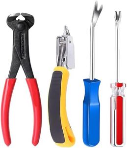 Construction and Upholstery Staple Remover Tack Puller Nail Remover Tool Set Nail Puller Plier, Staple Puller, Tack Lifter, Fastener Remover, for Furniture Floor Wall Wooden Case Car Photo