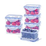 EASYLOCK 6Pack 500ML Food Storage Containers with Lids Airtight, Meal Prep Containers Reusable, Plastic Food Container with Lids Set, Freezer Storage Boxes, Snack Pots