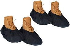 2 Pairs Non Slip waterproof Reusable shoe Covers for contrators and Carpet Floor Protection, Machine Washable.Medium