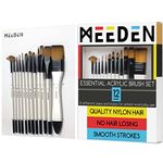 MEEDEN Acrylic Paint Brushes - 12 Pcs Paint Brush with Soft Nylon Hair - Professional Art paintbrushes for Acrylic, Watercolor, Gouache, Canvas Boards