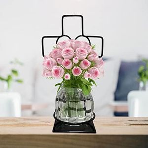 Plant Terrarium with Metal Stand, Air Planter Bulb Glass Vase Metal for Hydroponics Home Garden Office Decoration-Plant Lover's Gift for Women