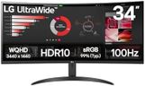 LG UltraWide™ 34WR50QK-B Ecran PC Ultra Large 34" - Dalle VA résolution QHD (3440 x 1440), 5ms GtG 100Hz, HDR 10, sRGB 90% (CIE1931), inclinable, Mode Portrait