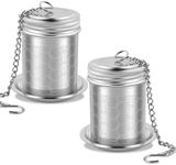 2Pcs Tea Infuser Strainers with Drip Tray Reusable 304 Stainless Steel Tea Filter Strainer with Chain Hook Fine Mesh Tea Infuser Steeper Tea Strainers Easy to Use for Loose Tea Mulling Spices