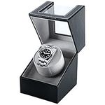 Homend Watch Winder for Automatic Watches|Single Watch Winder in Black Leather, Quiet Japanese Mabuchi Motor, Battery (not Included) Powered or AC Adapter