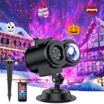 Halloween Christmas Projector Lights Outdoor Waterproof Holiday Projector 14 HD Slides (3D Ocean Wave +Patterns) LED Landscape Lights Lights Xmas Halloween Decorations Projector for Yard Garden