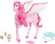 Pink Barbie Pegasus with 10 Accessories Including Puppy, Winged Horse Toys with Lights and Sounds, Barbie a Touch of Magic
