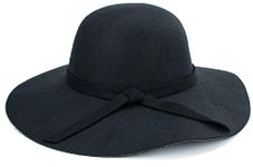 Wide-Brim Kids Girls Floppy-Hat Vintage Fedora Hats for Girl Boho Felt Bowler-Cap 3 to 8 Years, Black, 3-8 Years