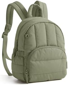BAGSMART Mini Backpack for Women, Lightweight Puffer Small Backpack Purse, Quilted Casual Travel Daypack, Cute Water-Resistant Bookbag for Daily, Olive Green