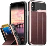 VENA iPhone X/XS Wallet Case, vCommute (Military Grade Drop Protection) Flip Leather Cover Card Slot Holder with Kickstand Designed for Apple iPhone X/XS (5.8"-inch) - Rose Gold