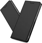 ELICA PU Leather Wallet Case Kickstand | TPU Inside | Magnetic Closure | Full Body Protection Flip Cover for iPhone SE (2022) - Black