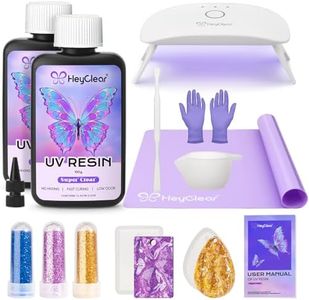 HeyClear UV Resin Kit with Light -200g Crystal Clear, Hard Resina UV Light Fast Curing UV Glue for Beginners Crafting, Molds Jewelry Making, DIY Craft Decorations