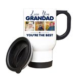 Personalised Photo, Father's Day Gift, Love You Grandad You're The Best, Insulated Travel Mug, Tea, Coffee Mug. (White)