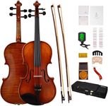 PHOENIX Violin 4/4 Full Size Set, Fiddle Solid Wood for professional Beginners Adults Kid with Ironwood Octagonal Bow & Rosewood Bow Extra strings & Bridge, 2 Rosins, Tuner, Mute, Case