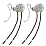 ECSiNG 2Pcs Pull Chain Switches Replacement JX42B Model Pull Chain Cord Switch Accessories for Wall Lamps Ceiling Fan Wall Fan Table Lamps Silver