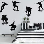 6 Pieces Playing Skateboards Sports Wall Decal Skateboard Wall Decals Home Sticker House Decoration Wallpaper for Living Room Bedroom Kitchen Art Picture DIY for Kids Teen Senior Adult Nursery Baby