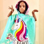 Famyo Magic Beach Pink Unicorn Poncho Towel for Kids | Hooded Bath Towels | 60 x 60cm Toddler Pool Towel for Boys & Girls, 1-7 Years | Cute & Cozy Bathrobe Alternative