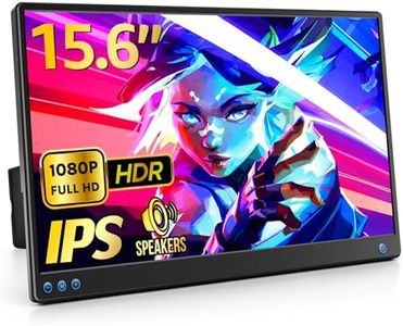 Portable Monitor for Laptop- ROADOM 15.6" 1080P FHD IPS Display, USB-C & HDMI, Perfect for Travel, Gaming, and Work, Built-in Foldable Kickstand, Compatible with PC, Mac, PS4/PS5, Xbox, Smartphones