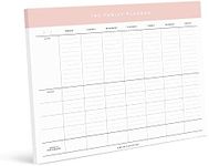 Bliss Collections Family Planner with 50 Undated 8.5 x 11 Tear-Off Sheets - Simple Pink Daily and Weekly Calendar for Planning and Organizing Family Activities, Appointments, Tasks, Chores and Meals