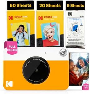 Kodak Printomatic Full-Color Instant Print Digital Camera - 75 Sheets Bundle - Prints On Zink 2x3 Sticky-Back Photo Paper - 5MP, Portable, Creative Fun Gift for Birthday, Christmas, Holiday -Yellow