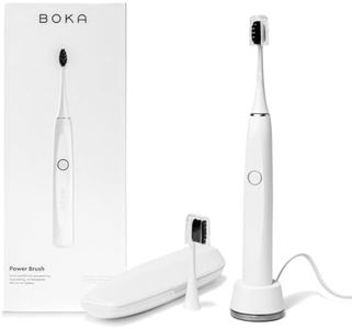 Boka Electric Toothbrush for Adults w/ 2 Heads - Rechargeable Sonic Powered Tooth Brush - Charcoal Activated Bristles for Deep Cleaning - Dentist Recommended Oral Care - Charging Base w/Micro USB