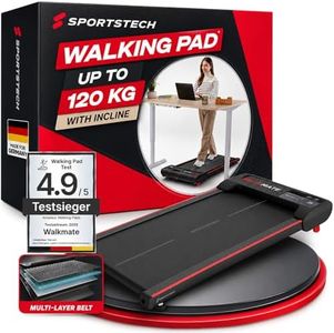 Sportstech Walking Pad bis 6 km/h – manuelle Steigung bis 5%, inklusive App Mitgliedschaft, LCD Display, Schrittzähler, leicht & kompakt, Transportrollen, WalkMate bis 120kg Nutzergewicht