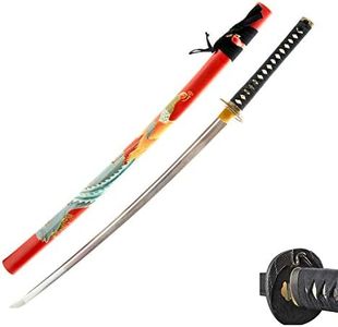 HMS Japanese Samurai Katana Sword, Flying Crane Tsuba, Hand Forged, 1045 Carbon Steel, Heat Tempered, Full Tang, Sharp