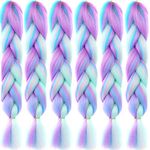 LDMY Jumbo Braiding Hair Extensions-Piano Purple Blue Pink Green Synthetic Jumbo Braids 24Inch 6pcs/pack Kanekalon Hair for Women 100g/pc