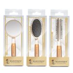 Majestique Hair Brush Set, Detangling Hairbrush, Roller Hair Brush and Handle Mirror for Makeup No Bristle, suit for Women Men and Kids Thick/Thin/Curly/Dry Hair Gift kit