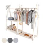 MAMOI® Children clothes rail 106x95x32cm / 53x95x32cm | Dressing up rail for kids made of natural wood | Baby wardrobe clothes storage modern design | Baby accessories | 100% ECO | MADE in EU