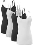 ROSYLINE Basic Cami Tank Tops for Women Undershirts Camisole with Adjustable Spaghetti Strap Tanks Camis Bl/Gray/Bl/Wh S