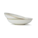 Shay Ceramic Pasta Bowl Set, 21cm, 2 Pieces, White | Glossy Finish | Porcelain Ceramic Serving Bowls | Pasta Plate | Deep Plate | Pasta Serving Plate (Reactive Pasta Plate - White)