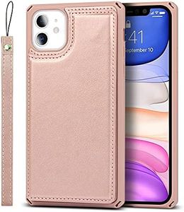 Cavor PU Leather Wallet for iPhone 11 Case Flip Magnetic Clasp Back Cover Shockproof Soft TPU Phone Cases with Lanyard & Card Slots Holder & Kickstand Protective Case for iPhone 11 6.1''-Rose