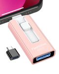 256GB USB Flash Drive for Phone and Pad, Photo Stick High Speed External USB Thumb Drives Photo Storage Memory Stick for Save More Photos and Videos (Pink, 256GB)