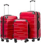 Coolife Luggage Expandable(only 28") Suitcase 3 Piece Set with TSA Lock Spinner 20in24in28in (red)