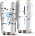 Christian Gifts for Women Faith - Christian Tumblers for Women Bible Gifts - Christian Tumbler Religious Gifts Spiritual Encouragement Inspirational Gifts for Women Stainless Steel Tumbler 20oz-White